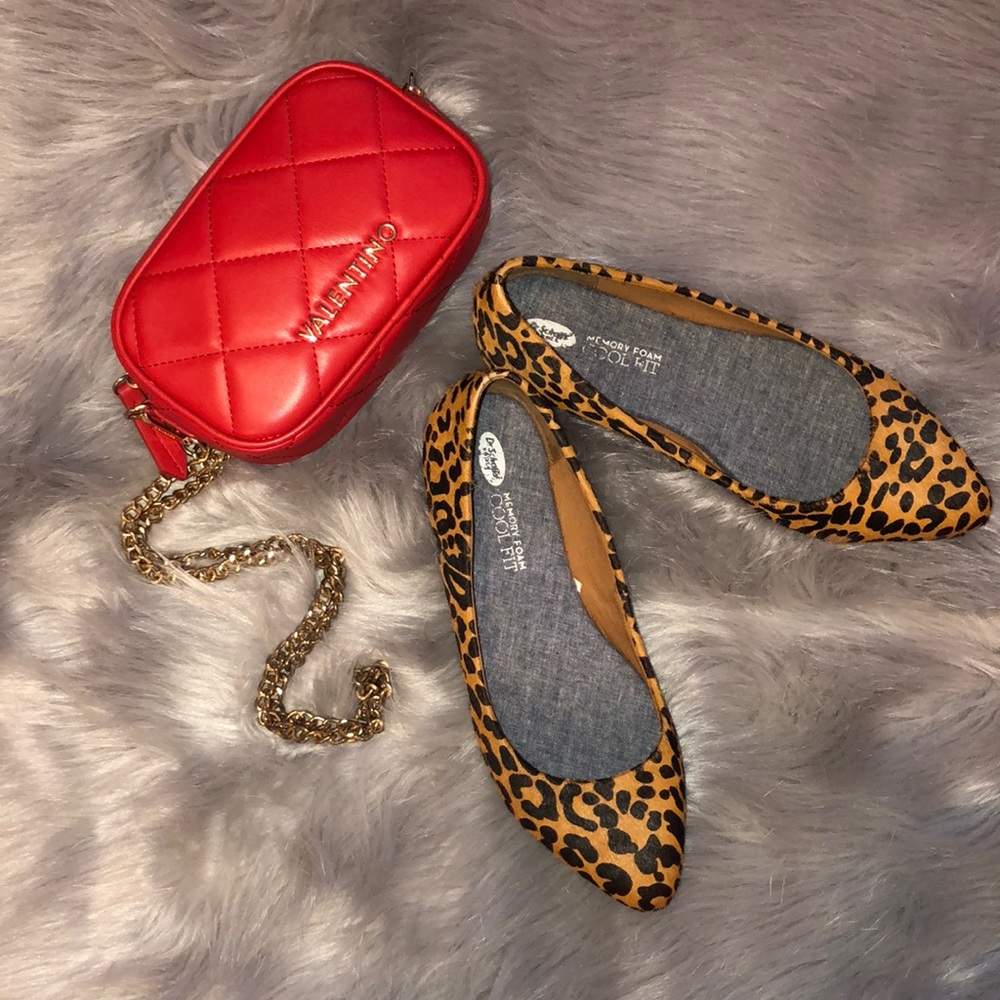 Dr Scholls memory foam sole leopard flats